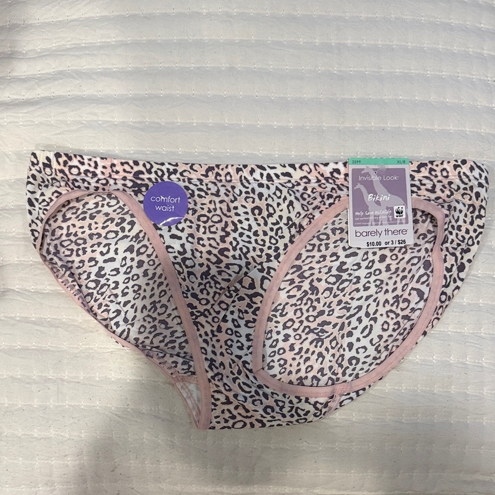 Barely There Leopard Print Panties - Pink and Black NWT